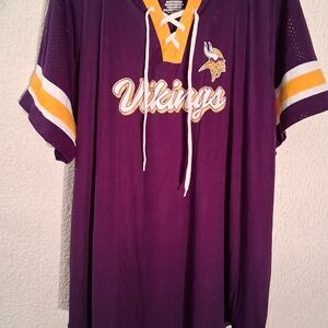 Fanatics Purple Jersey Minnesota Vikings Gold White Hockey Style Tie Front 4XL